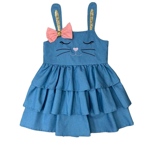 فستان جينز بكشكشة من مجموعة Bunny Dreams من Mia Belle Girls