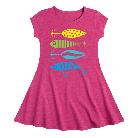 Girls' - Instant Message - Fishing Lures Fit & Flair Cap Sleeve Dress