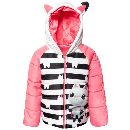 Dreamworks Gabby's Dollhouse Pandy Paws Girls Zip Up Puffer Jacket Little Kid to Big Kid