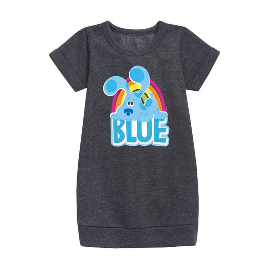 Girls' - Blue's Clues & You! - Blue Graphic Short Sleeve Fleece Dress