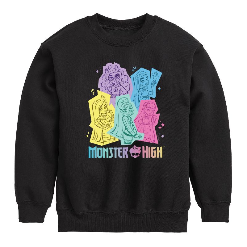 Boys' - Monster High - Pastel Character Group Graphic Long Sleeve Fleece Sweatshirt