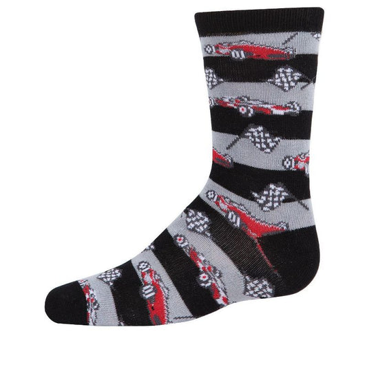 Memoi Boys' Race Car Rayon from Bamboo Crew Socks