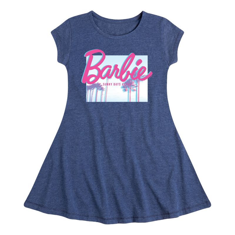 فستان باربي - أيام مشمسة - مناسب وأنيق - بأكمام قصيرة