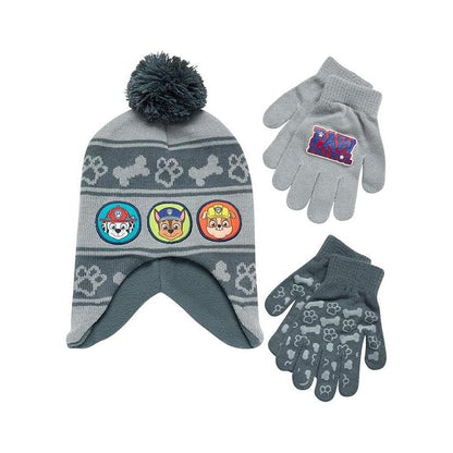 Paw Patrol Winter Hat and 2 Pair Gloves or Mittens Set, Boys Ages 2-7