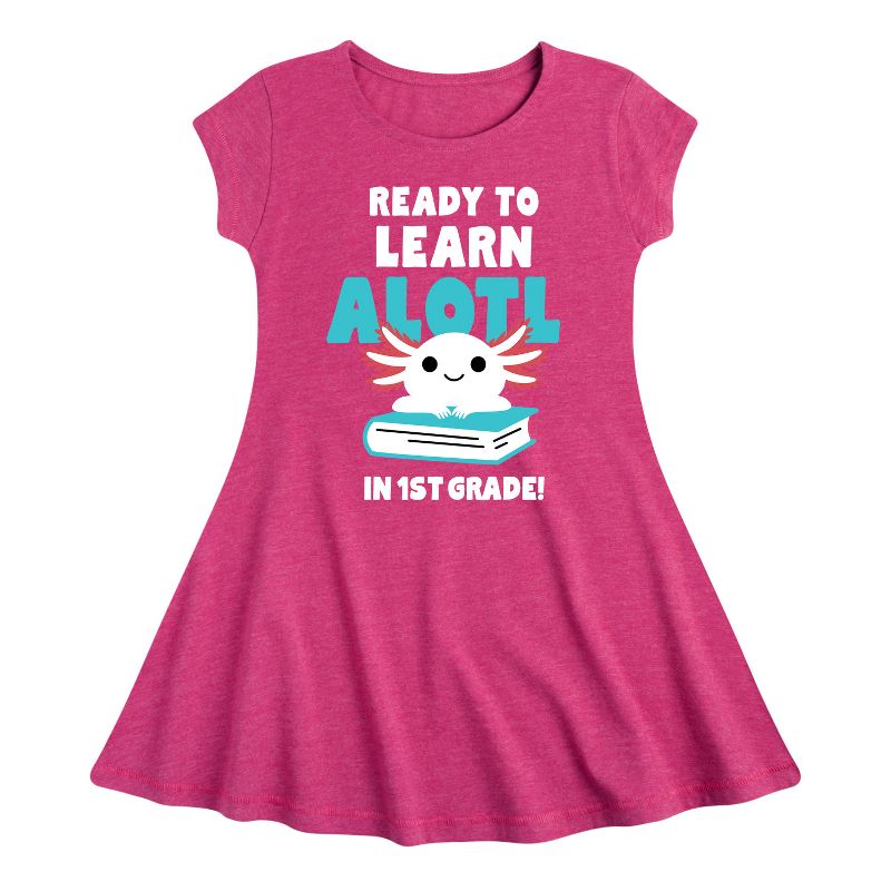 Girls' - Instant Message - Learn Alotl In 1st Grade Fit & Flair Cap Sleeve Dress
