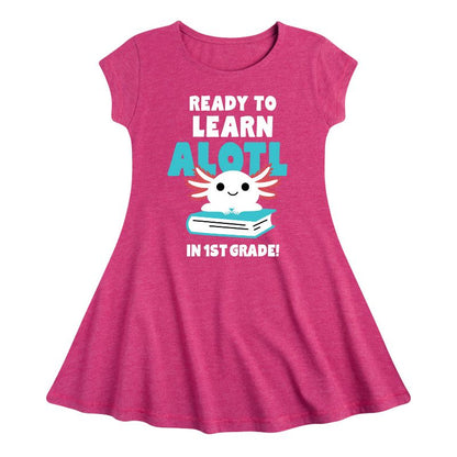 Girls' - Instant Message - Learn Alotl In 1st Grade Fit & Flair Cap Sleeve Dress