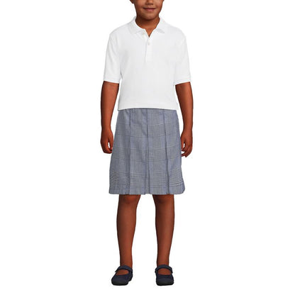 Lands' End School Uniform Kids Husky Short Sleeve Interlock Polo Shirt