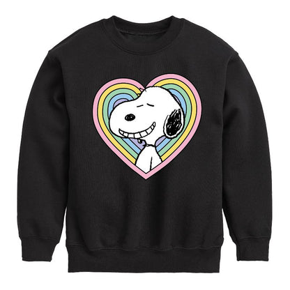 Boys' - Peanuts - Snoopy Heart Graphic Long Sleeve Fleece Sweatshirt
