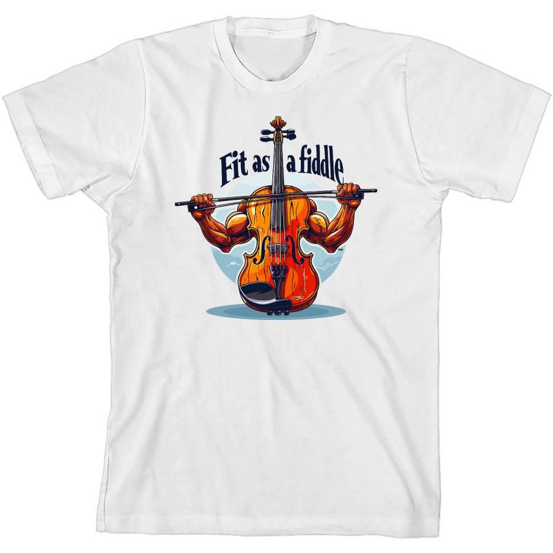 تي شيرت Fit as a Fiddle Violin للشباب برقبة دائرية وأكمام قصيرة