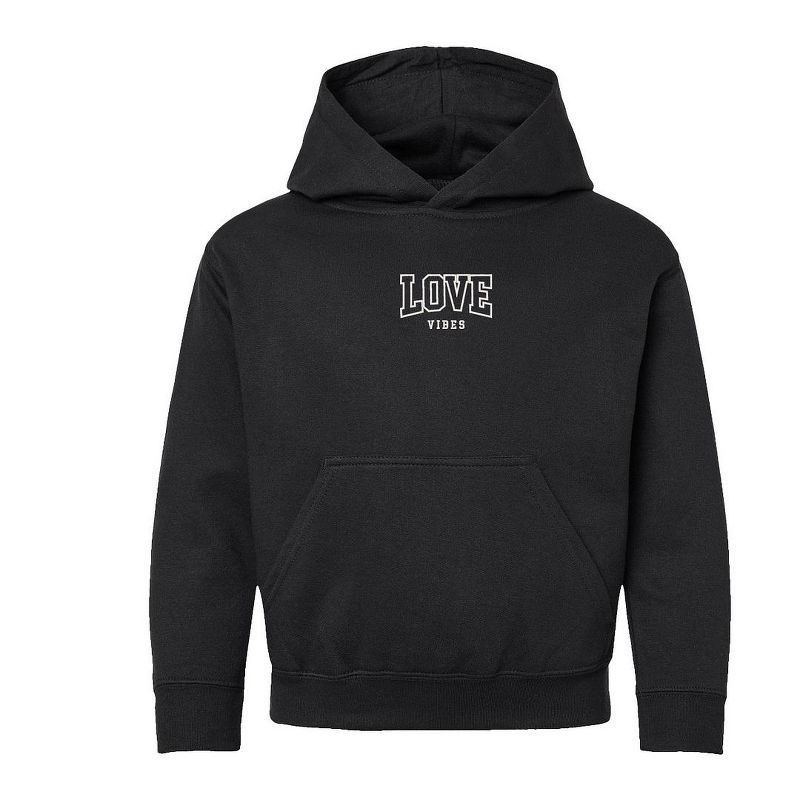 The Juniper Shop Embroidered Varsity Love Vibes Youth Graphic Hoodie