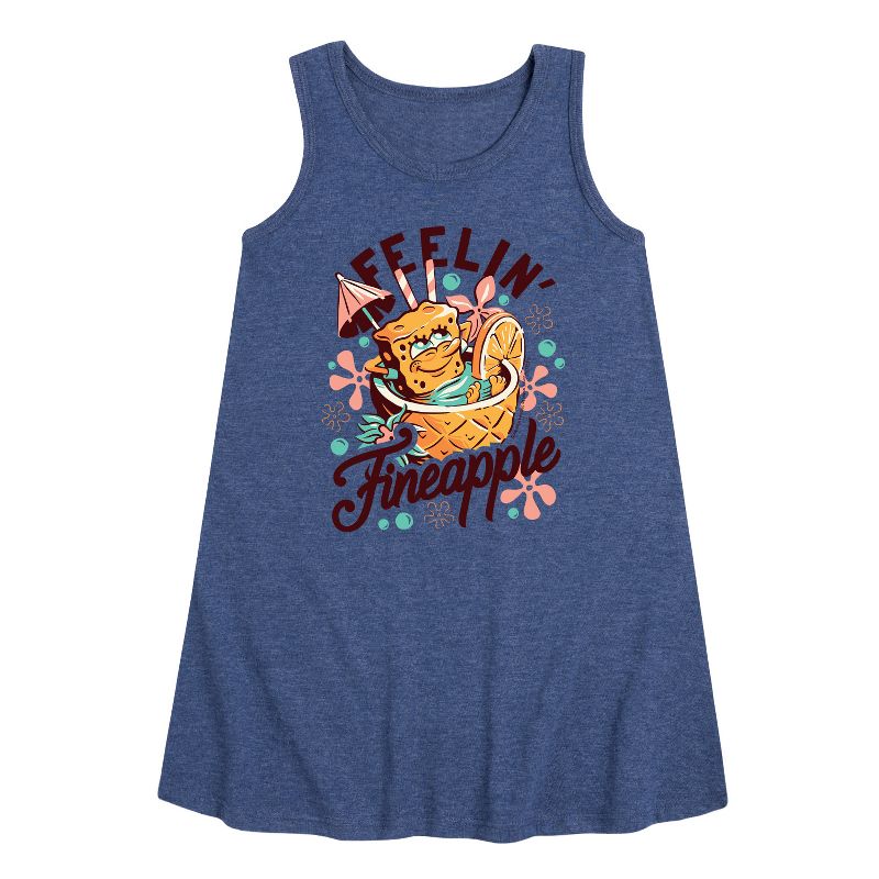 Girls' - SpongeBob SquarePants - Feelin Fineapple Graphic Sleeveless Aline Dress