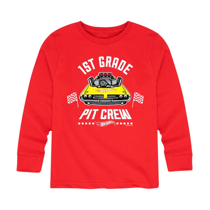 Boys' - Hot Wheels - Pit Crew 1st Grade Long Sleeve Graphic T-Shirt