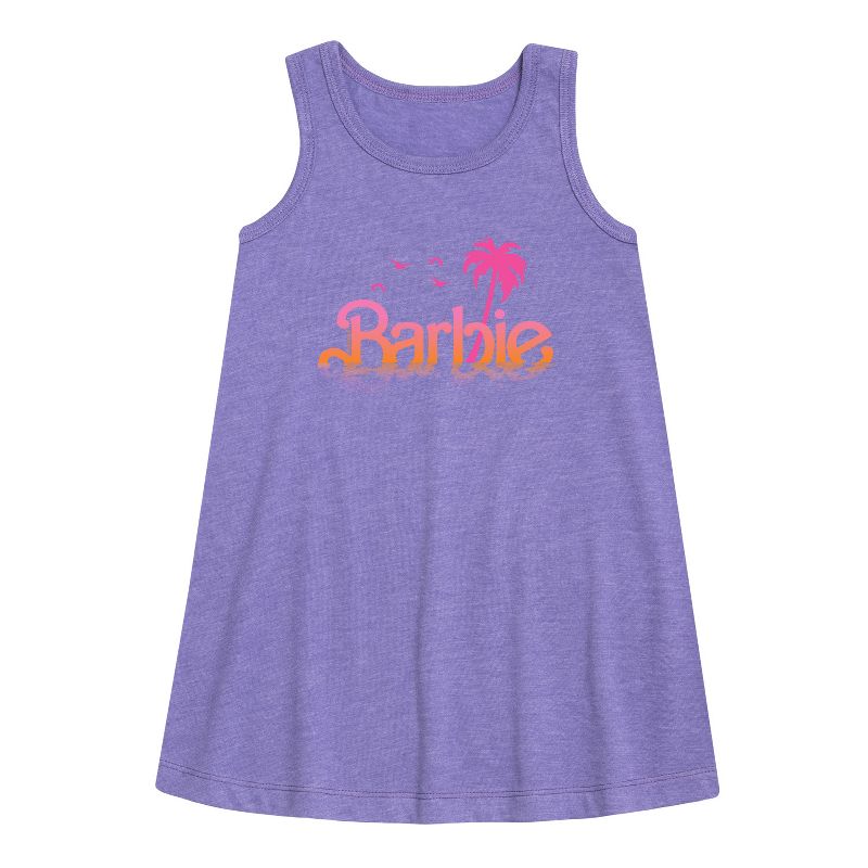 Girls' - Barbie - Sunset and Palm Trees Graphic Sleeveless Aline Dress