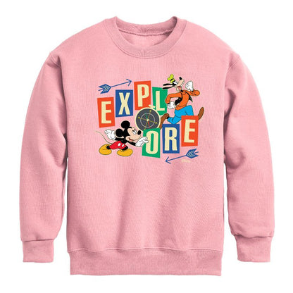 Boys' - Disney - Explore Graphic Long Sleeve Fleece Sweatshirt