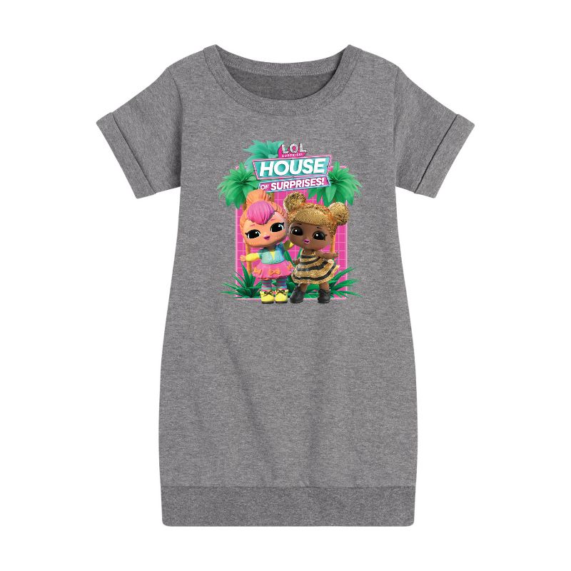 Girls' - Lol Surprise! - Lol Hos Palm Trees Graphic Short Sleeve Fleece Dress