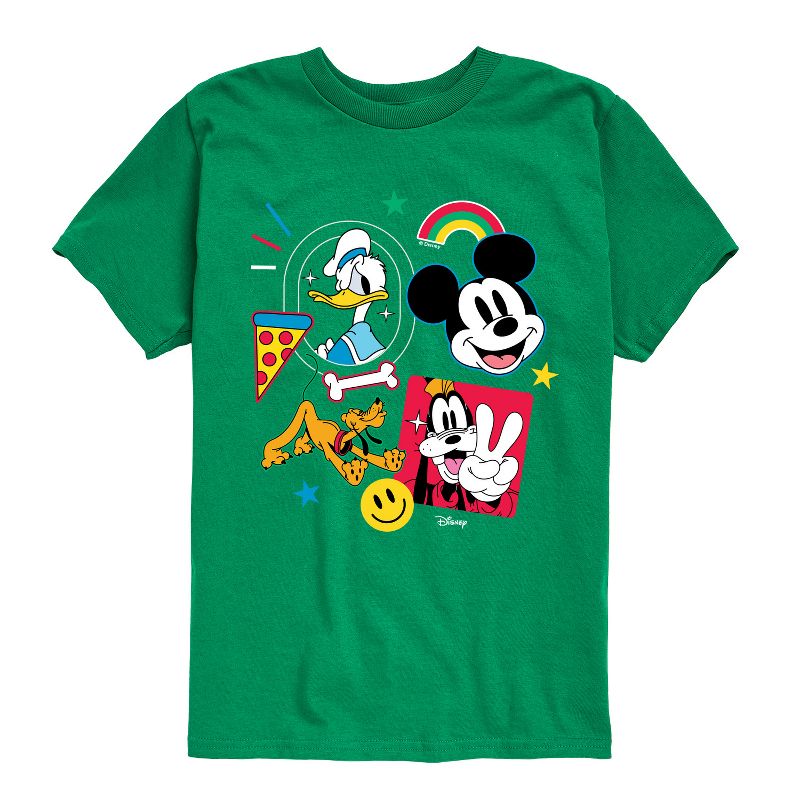 Boys' - Disney - Goofy Donald Mickey Pluto Stickers Short Sleeve Graphic T-Shirt