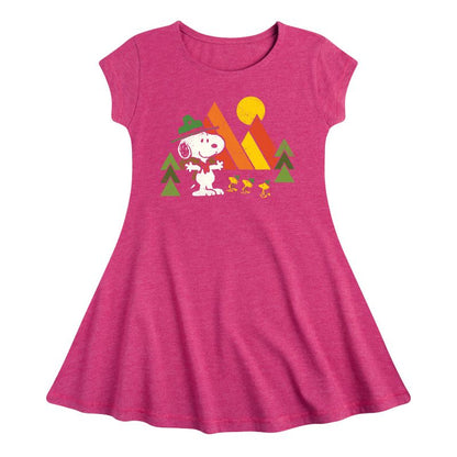 Girls' - Peanuts - Retro Trailblazer Fit & Flair Cap Sleeve Dress