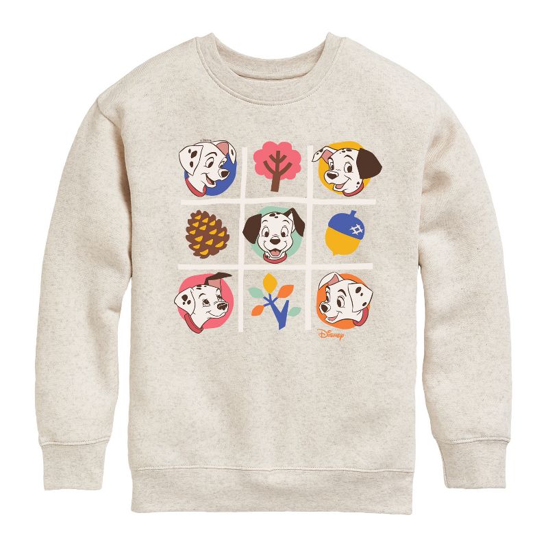 Boys' - 101 Dalmatians - Tic Tac Toe Grid of Puppies Graphic Long Sleeve Fleece Sweatshirt