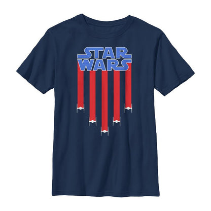 Boy's Star Wars Fourth of July  TIE Fighter Stripes T-Shirt