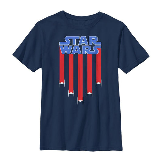 Boy's Star Wars Fourth of July  TIE Fighter Stripes T-Shirt