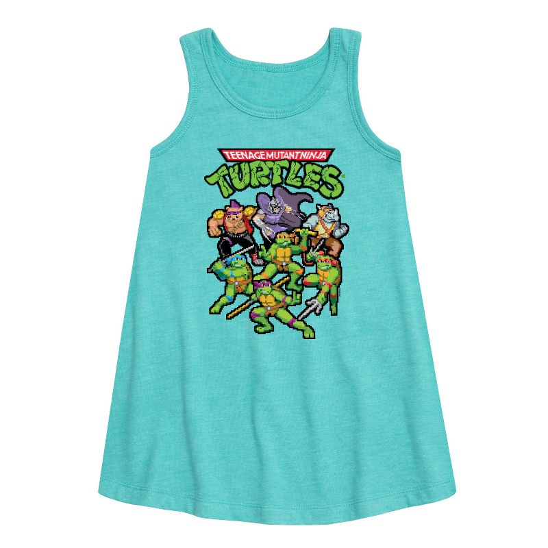 Girls' - Teenage Mutant Ninja Turtles - Pixel Gaming Group Graphic Sleeveless Aline Dress