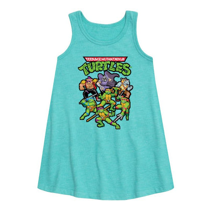 Girls' - Teenage Mutant Ninja Turtles - Pixel Gaming Group Graphic Sleeveless Aline Dress