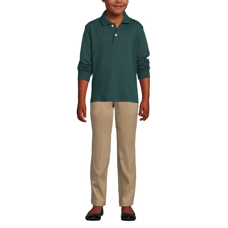 Lands' End School Uniform Kids Long Sleeve Interlock Polo Shirt