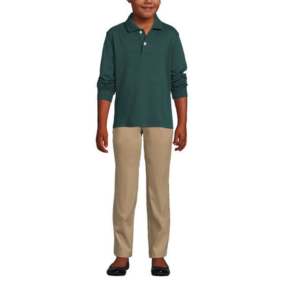 Lands' End School Uniform Kids Long Sleeve Interlock Polo Shirt