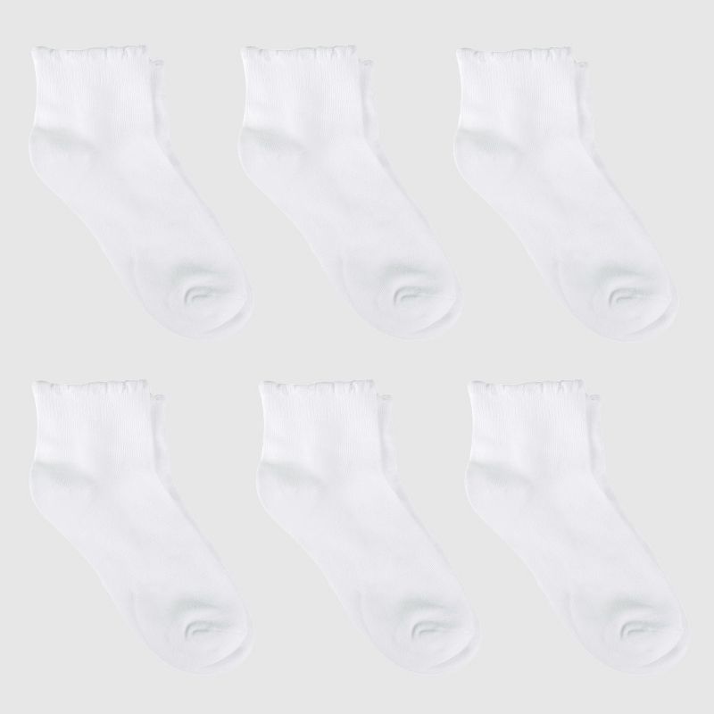 Girls' Casual Ankle Socks 6pk - Cat & Jack™ White