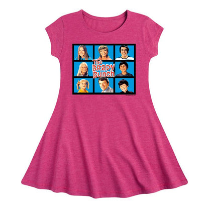 Girls' - The Brady Bunch - Classic Hollywood Squares Fit & Flair Cap Sleeve Dress