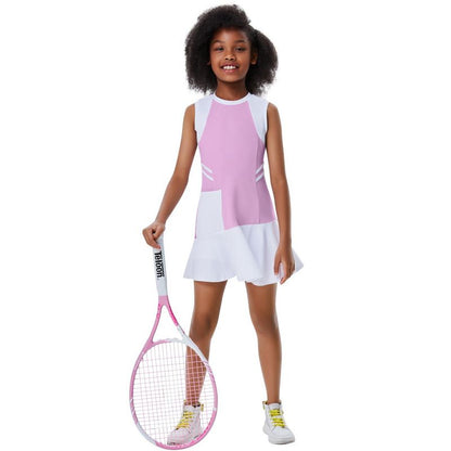 Girls Outdoor Sports Sleeveless Dress with Pockets Tennis Golf Outfit Athletic Sets