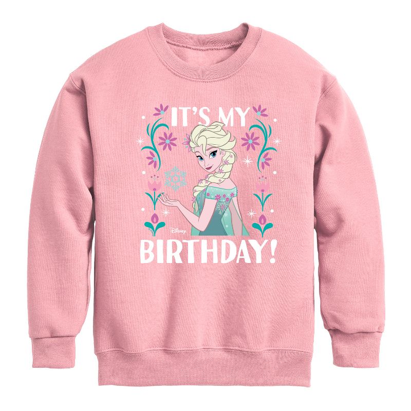 Boys' - Disney - Elsa It's My Birthday Graphic Long Sleeve Fleece Sweatshirt