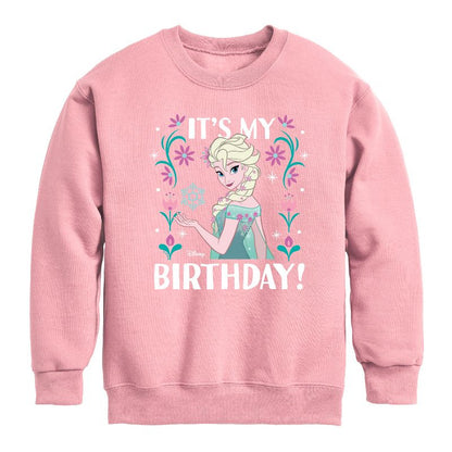 Boys' - Disney - Elsa It's My Birthday Graphic Long Sleeve Fleece Sweatshirt