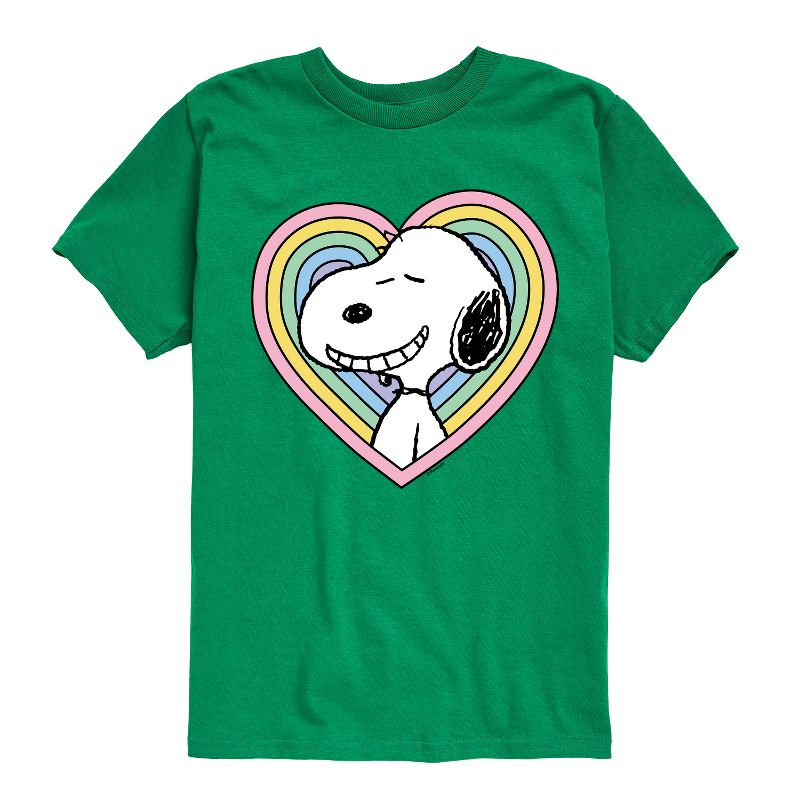 تي شيرت جرافيكي بأكمام قصيرة وطبعة قلب سنوبي للأولاد - الفول السوداني