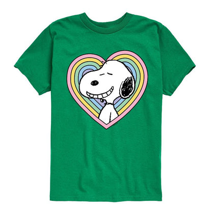 تي شيرت جرافيكي بأكمام قصيرة وطبعة قلب سنوبي للأولاد - الفول السوداني