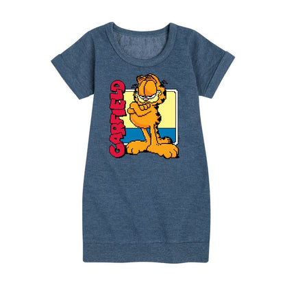 Girls' - Garfield - Garf Pixel Square Graphic Short Sleeve Fleece Dress