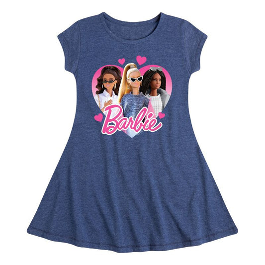 فستان باربي - مناسب لعيد الحب بأكمام قصيرة - للبنات