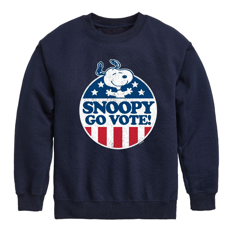 Boys' - Peanuts - Snoopy Go Vote Graphic Long Sleeve Fleece Sweatshirt