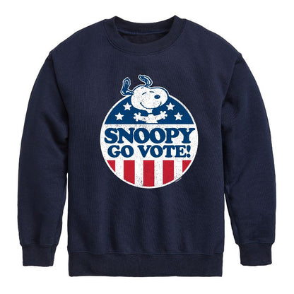 Boys' - Peanuts - Snoopy Go Vote Graphic Long Sleeve Fleece Sweatshirt