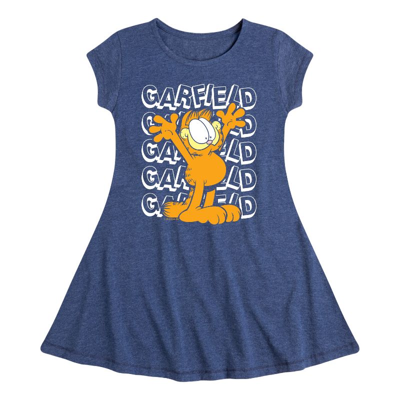 Girls' - Garfield - Garfield Repeated Fit & Flair Cap Sleeve Dress