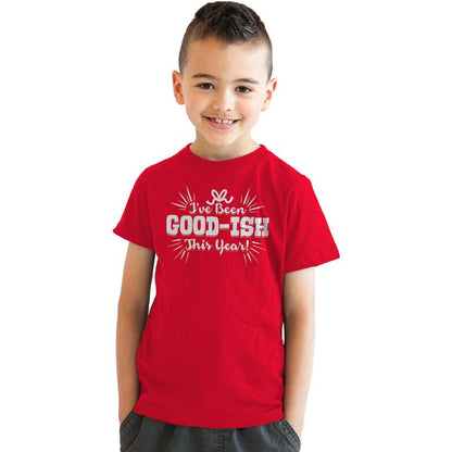 Youth Ive Been Goodish This Year T Shirt Funny Christmas Holiday Party Tee - Crazy Dog Youth T Shirt