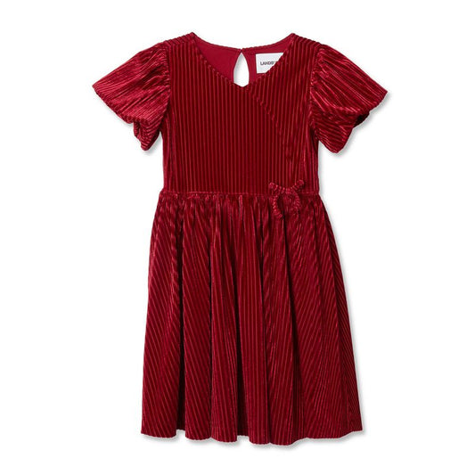 Lands' End Kids Bubble Short Sleeve Velour Dress