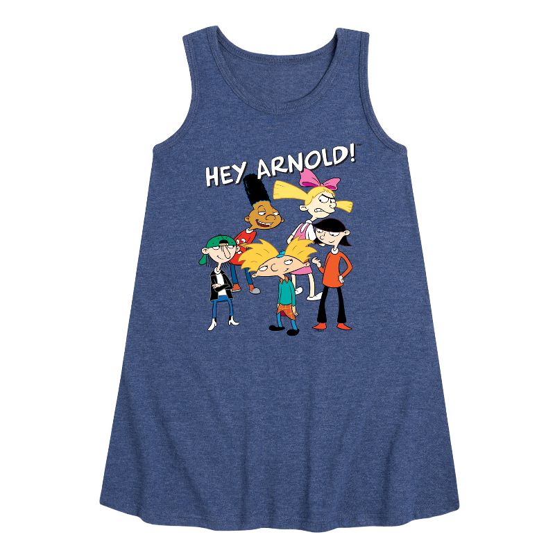 Girls' - Hey Arnold! - Group Shot Graphic Sleeveless Aline Dress