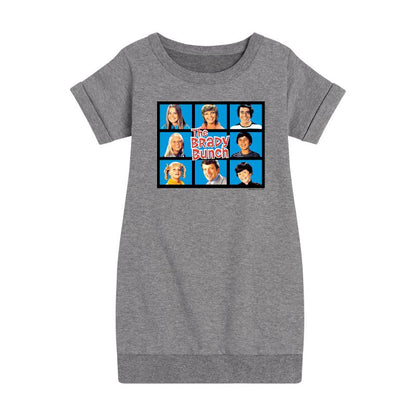 Girls' - The Brady Bunch - Classic Hollywood Squares Graphic Short Sleeve Fleece Dress