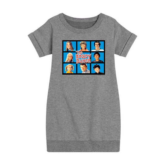 Girls' - The Brady Bunch - Classic Hollywood Squares Graphic Short Sleeve Fleece Dress