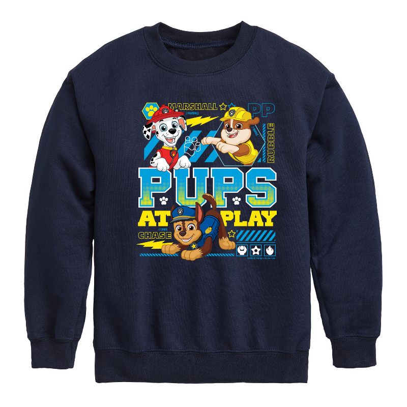 Boys' - Paw Patrol - Pups At Play Graphic Long Sleeve Fleece Sweatshirt