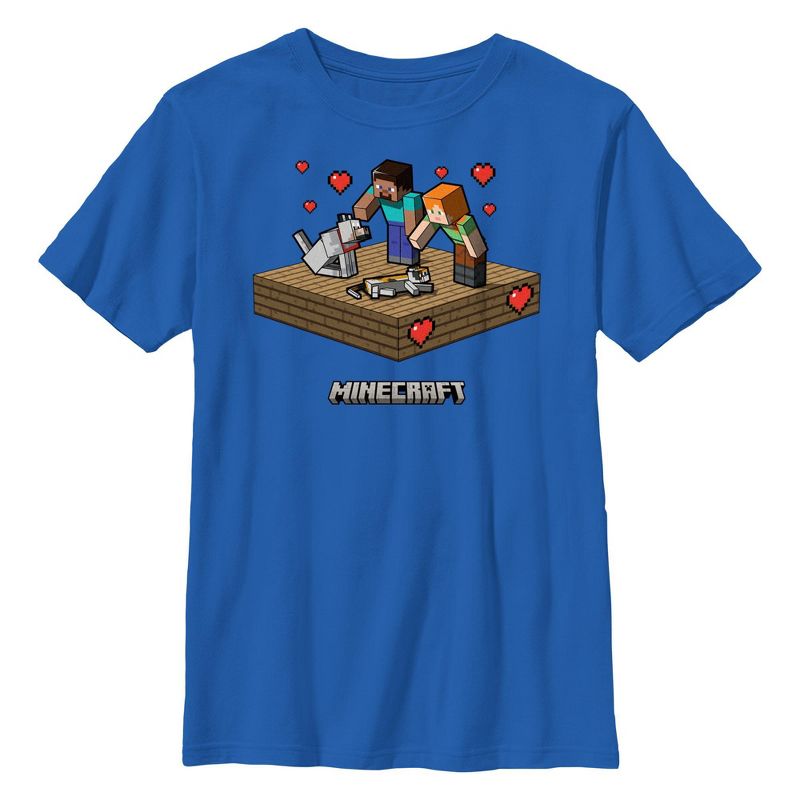 Boy's Minecraft Steve and Alex Love Pets T-Shirt
