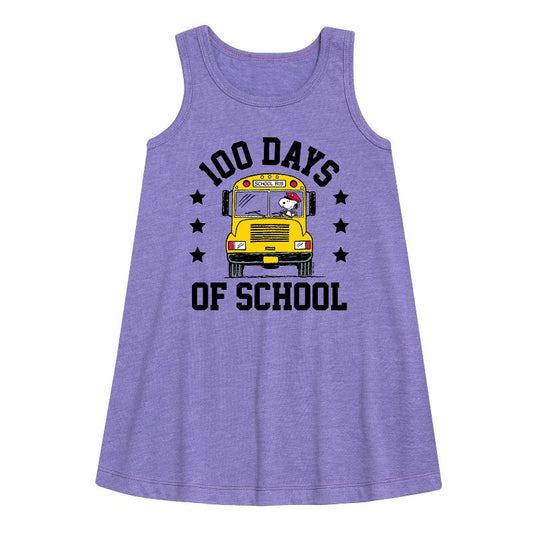 Girls' - Peanuts - Snoopy One Hundred Days Of School Graphic Sleeveless Aline Dress