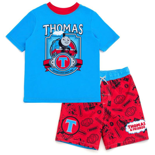 Thomas & Friends UPF 50+ Rash Guard and Swim Trunks Outfit Set Little Kid