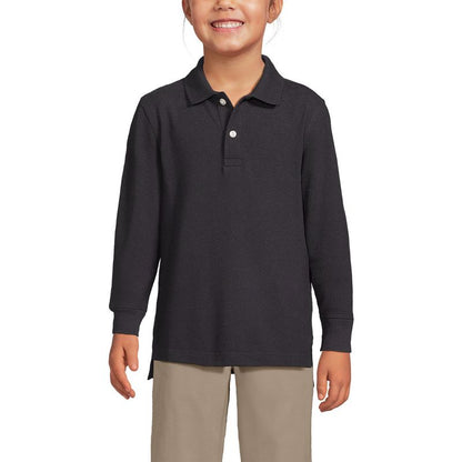 Lands' End School Uniform Kids Long Sleeve Mesh Polo Shirt
